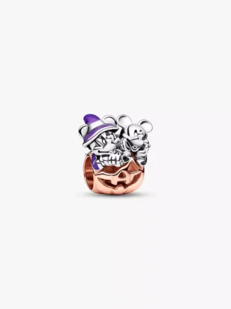Disney Mickey Mouse & Minnie Mouse Halloween-Kürbis-Charm aus Sterlingsilber, 14 Karat Roségold-Beschichtung