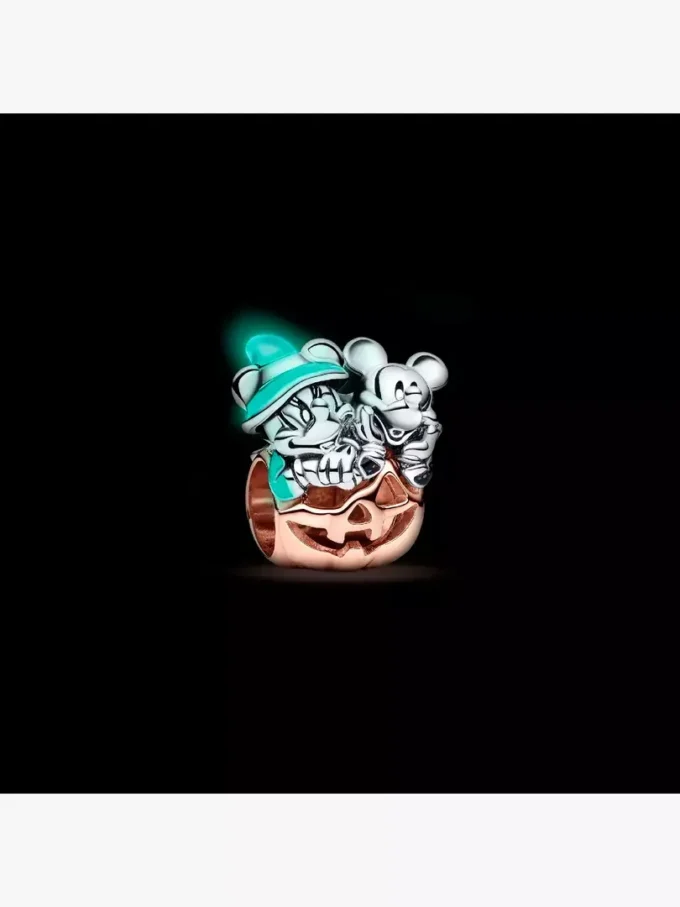 Disney Mickey Mouse & Minnie Mouse Halloween-Kürbis-Charm aus Sterlingsilber, 14 Karat Roségold-Beschichtung Disney Mickey Mouse & Minnie Mouse Halloween-Kürbis-Charm aus Sterlingsilber, 14 Karat Roségold-Beschichtung