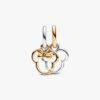 Disney Mickey Mouse & Minnie Mouse teilbarer Dangle Charm – Sterlingsilber, 14-karätige Vergoldung