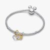 Disney Mickey Mouse & Minnie Mouse teilbarer Dangle Charm – Sterlingsilber, 14-karätige Vergoldung