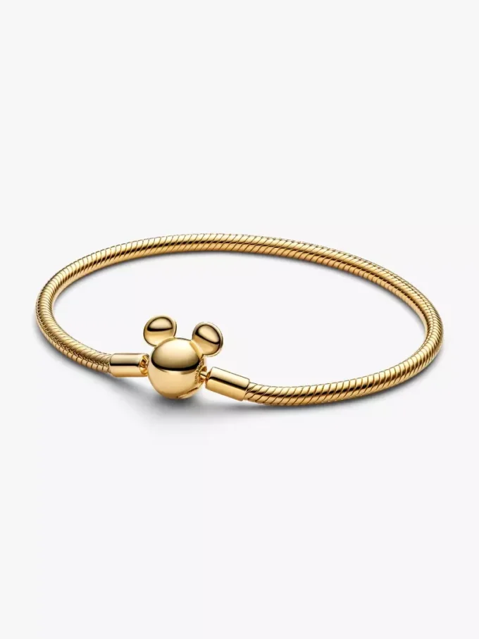 Disney Mickey Mouse Moments Snake Chain Armband mit Verschluss, 14 Karat vergoldet Disney Mickey Mouse Moments Snake Chain Armband mit Verschluss, 14 Karat vergoldet