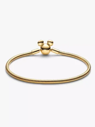 Disney Mickey Mouse Moments Snake Chain Armband mit Verschluss, 14 Karat vergoldet