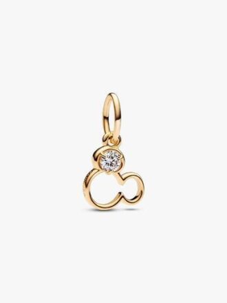 Disney Mickey Mouse Silhouette Lab-Grown Diamond Dangle Charm – 0,15 ct TW, 14 Karat Gold