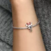 Disney Minnie-Maus-Charm mit gepunktetem Kleid und Schleife aus Sterlingsilber