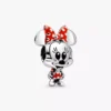 Disney Minnie-Maus-Charm mit gepunktetem Kleid und Schleife aus Sterlingsilber