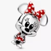 Disney Minnie-Maus-Charm mit gepunktetem Kleid und Schleife aus Sterlingsilber