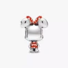 Disney Minnie-Maus-Charm mit gepunktetem Kleid und Schleife aus Sterlingsilber