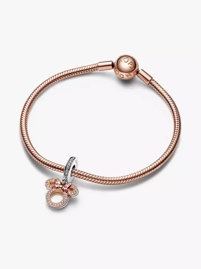 Disney Minnie-Maus-Silhouette „Mom“ Dangle Charm aus Sterlingsilber, 14-karätig rosévergoldet