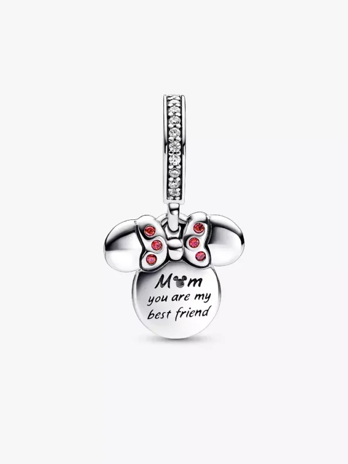 Disney Minnie-Maus-Silhouette „Mom“ Dangle Charm aus Sterlingsilber, 14-karätig rosévergoldet
