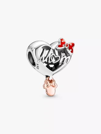 Disney Minnie Mouse „Mom Heart“-Charm aus Sterlingsilber, 14 Karat Roségold-Beschichtung