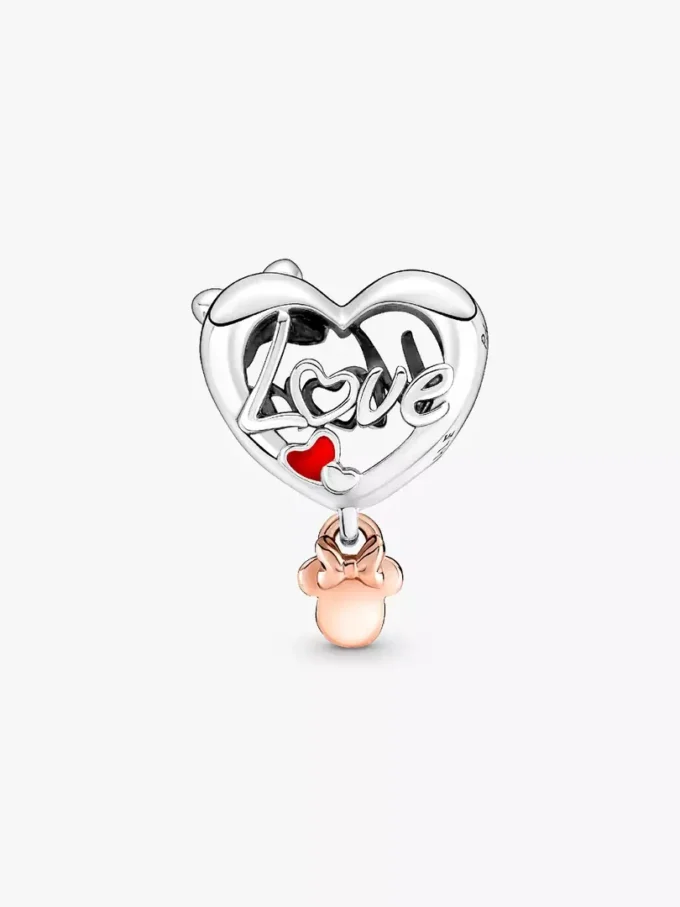 Disney Minnie Mouse „Mom Heart“-Charm aus Sterlingsilber, 14 Karat Roségold-Beschichtung