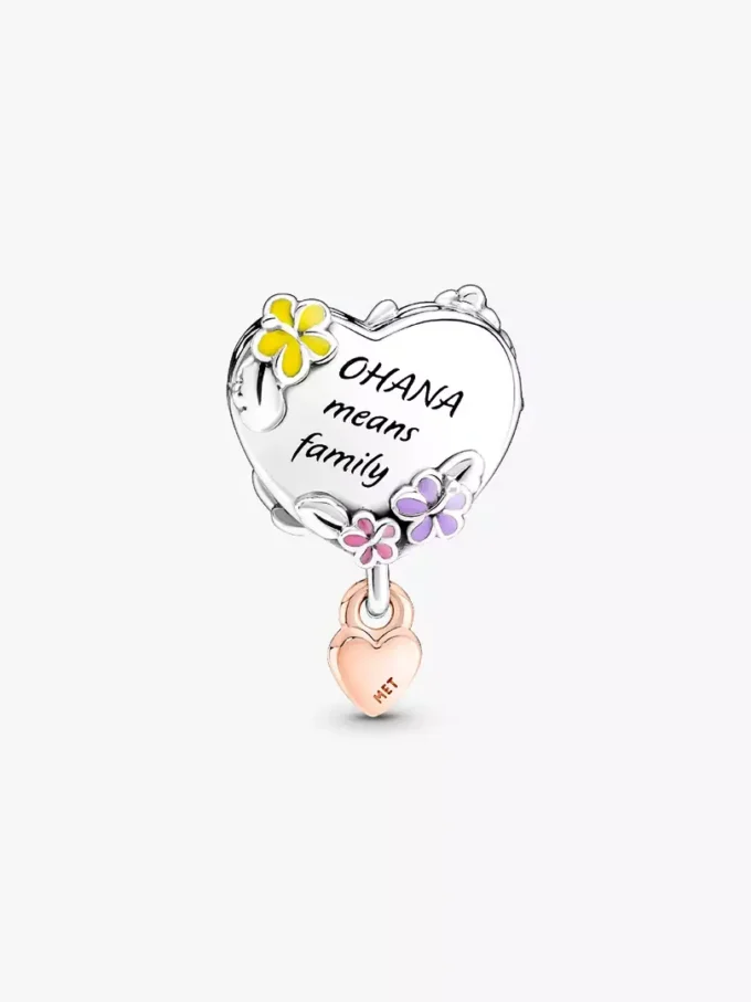 Disney Ohana Lilo & Stitch-inspirierter Charm aus Sterlingsilber, 14 Karat Roségold-Beschichtung