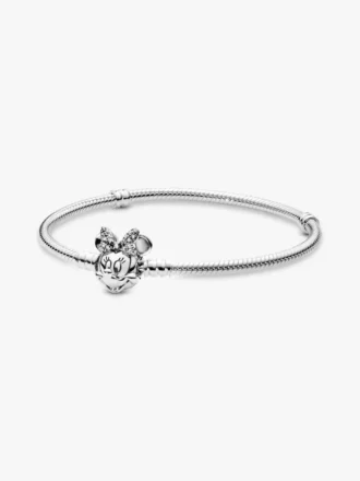 Disney Pandora Moments Pavé Minnie Mouse Verschluss Snake Chain Armband Sterlingsilber