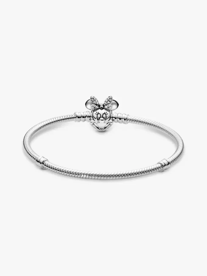 Disney Pandora Moments Pavé Minnie Mouse Verschluss Snake Chain Armband Sterlingsilber