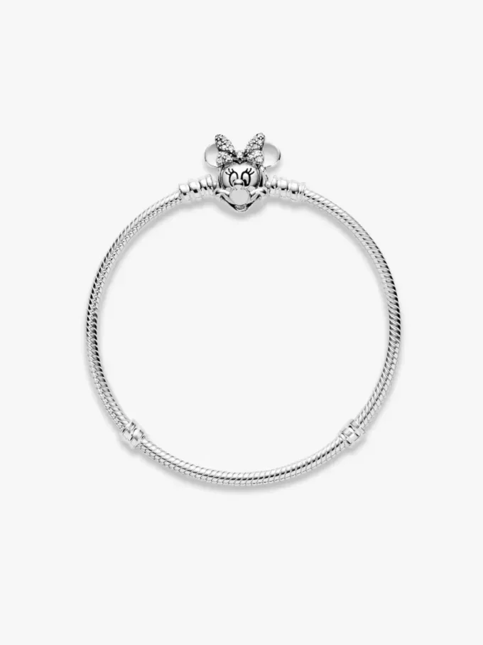 Disney Pandora Moments Pavé Minnie Mouse Verschluss Snake Chain Armband Sterlingsilber