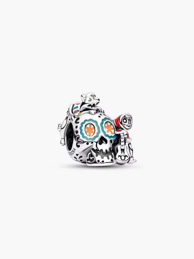Disney Pixar Coco Miguel & Dante Totenkopf-Charm aus Sterlingsilber, der im Dunkeln leuchtet Disney Pixar Coco Miguel & Dante Totenkopf-Charm aus Sterlingsilber, der im Dunkeln leuchtet