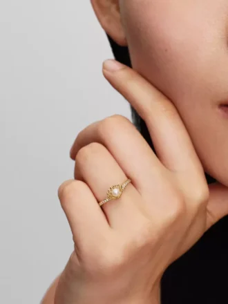 Disney-Prinzessin-Ariel-Ring mit Muschel und behandelter Süßwasserzuchtperle, 14-karätig vergoldet