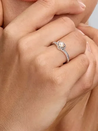 Disney-Prinzessin Arielle Muschel-Ring mit behandelter Süßwasserzuchtperle aus Sterlingsilber