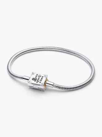 Disney-Prinzessinnen-Bilderbuch-Armband mit Lab-Grown-Diamanten und Snake Chain, 0,012 ct insgesamt, Sterlingsilber, 14-karätige Vergoldung