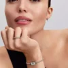 Disney-Prinzessinnen-Bilderbuch-Armband mit Lab-Grown-Diamanten und Snake Chain, 0,012 ct insgesamt, Sterlingsilber, 14-karätige Vergoldung