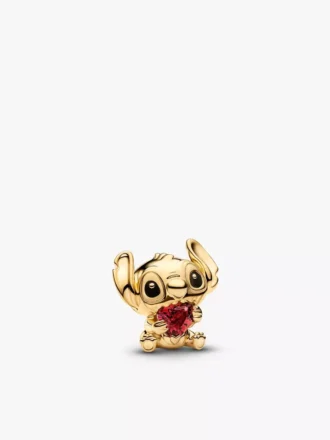 Disney Stitch Herz-Charm, 14 Karat vergoldet