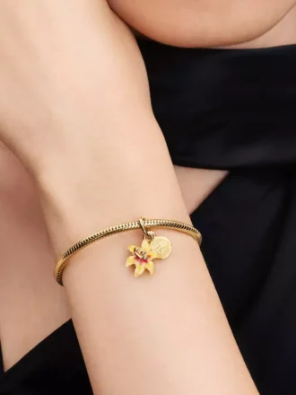 Disney Tangled Sundrop Flower Glow-in-the-Dark Charm, 14-karätig vergoldet
