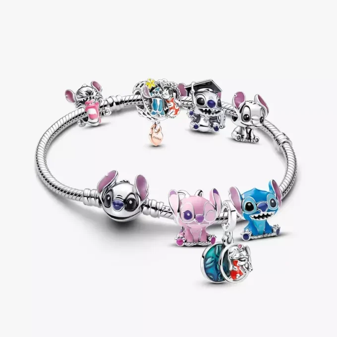 Disney x Pandora Lilo und Stitch – Charm-Armband mit kompletter Kollektion, 8-teilig