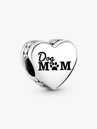 „Dog Mom“-Herz-Charm – Sterlingsilber