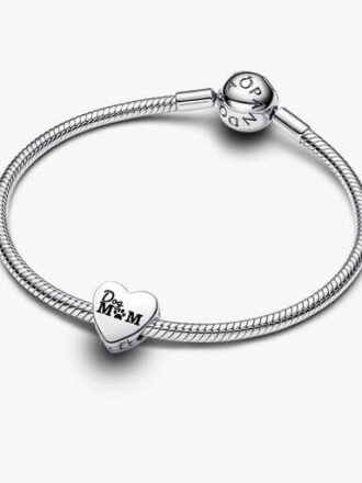 „Dog Mom“-Herz-Charm – Sterlingsilber