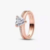 Doppelband-Herzring, 14 Karat Roségold-Beschichtung Doppelband-Herzring, 14 Karat Roségold-Beschichtung