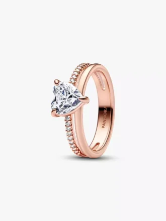 Doppelband-Herzring, 14 Karat Roségold-Beschichtung