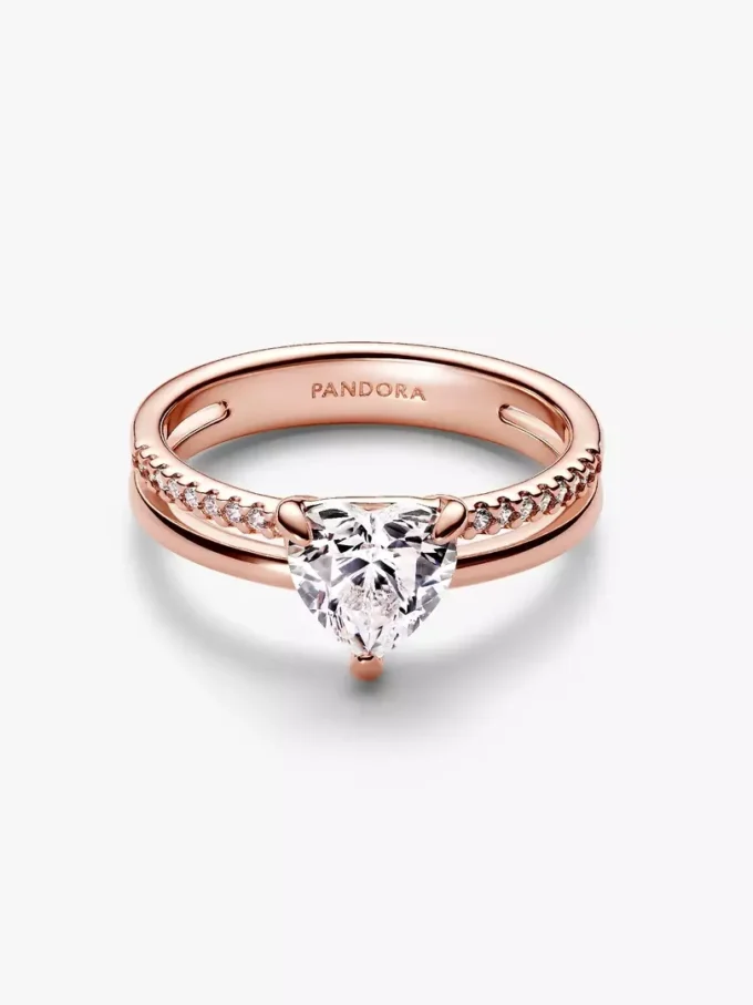 Doppelband-Herzring, 14 Karat Roségold-Beschichtung Doppelband-Herzring, 14 Karat Roségold-Beschichtung