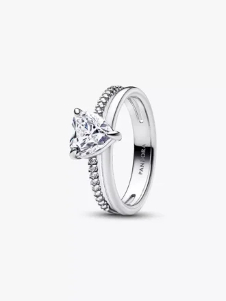 Doppelband-Herzring aus Sterlingsilber