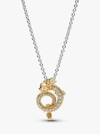 Dragon Collier Halskette – Sterlingsilber, 14-karätige Vergoldung