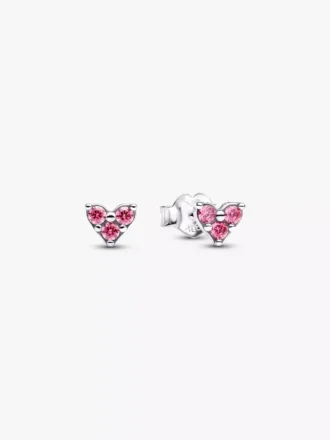 Dreifach-Stein-Ohrringe in Form eines rosa Herzens aus Sterlingsilber