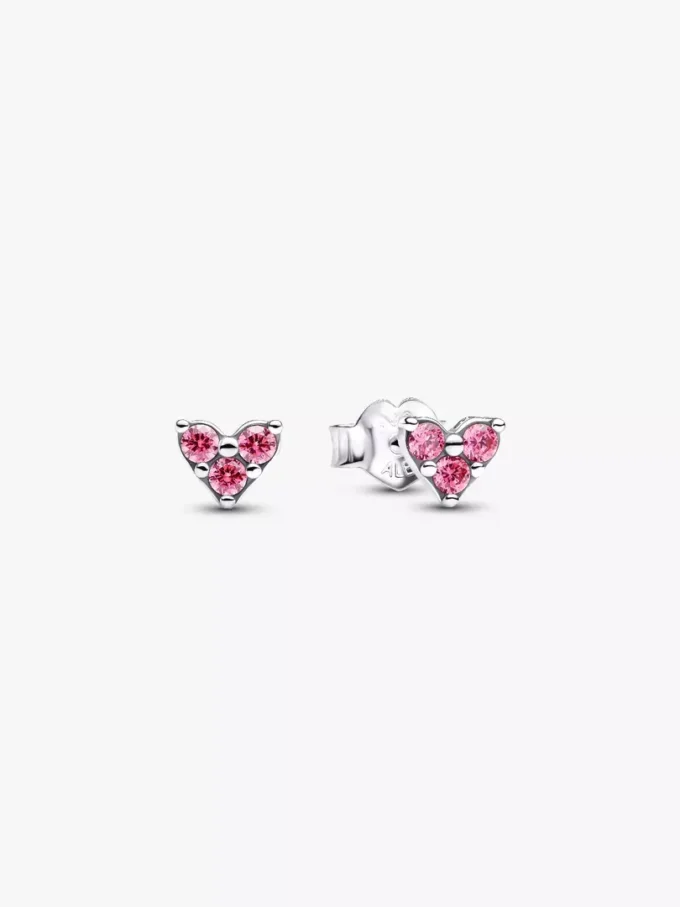 Dreifach-Stein-Ohrringe in Form eines rosa Herzens aus Sterlingsilber