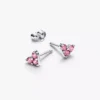 Dreifach-Stein-Ohrringe in Form eines rosa Herzens aus Sterlingsilber