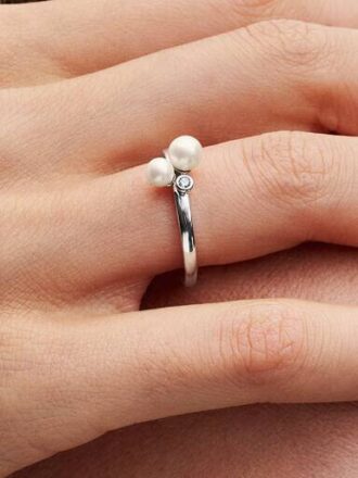Duo-Ring mit behandelten Süßwasser-Zuchtperlen – Sterlingsilber