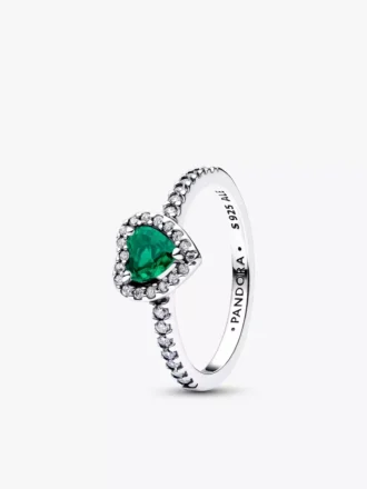Edler Ring mit Herz aus Sterlingsilber in Royalgrün
