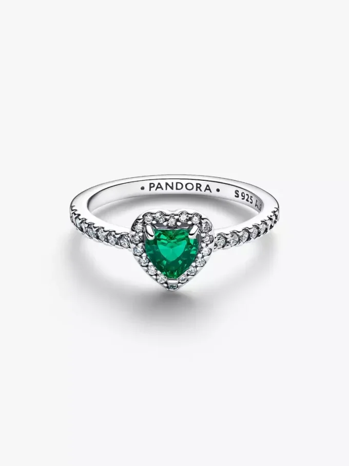 Edler Ring mit Herz aus Sterlingsilber in Royalgrün