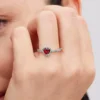 Edler roter Herzring aus Sterlingsilber