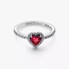 Edler roter Herzring aus Sterlingsilber