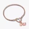 Einzigartiges Armband-Set mit Rosenherz-Charms, 2er-Set
