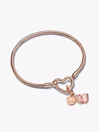 Einzigartiges Armband-Set mit Rosenherz-Charms, 2er-Set