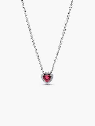 Elegante rote Herz-Halskette aus Sterlingsilber