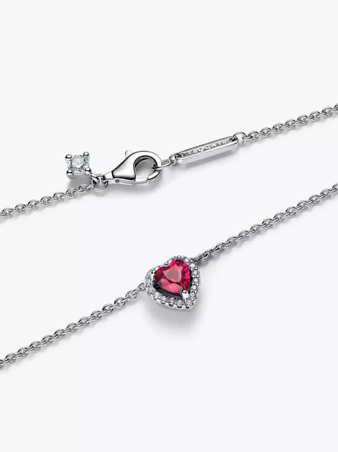 Elegante rote Herz-Halskette aus Sterlingsilber Elegante rote Herz-Halskette aus Sterlingsilber