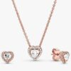 Elevated Heart Halskette & Ohrringe Set – 2er-Set