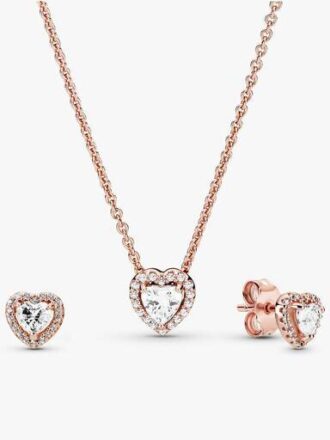 Elevated Heart Halskette & Ohrringe Set – 2er-Set