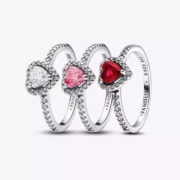 Elevated Hearts Ring-Set, 3er-Set