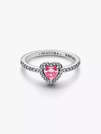 Elevated Pink Heart Ring aus Sterlingsilber